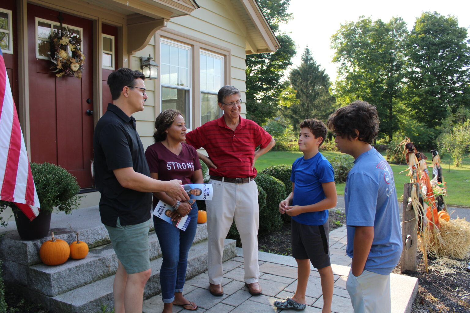 Mike Demicco speaking with constituents